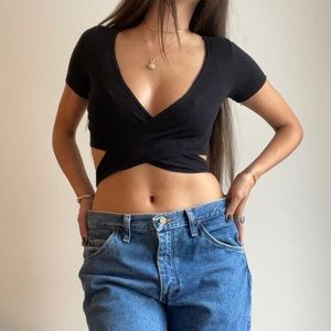 Black Wrap Crop Top